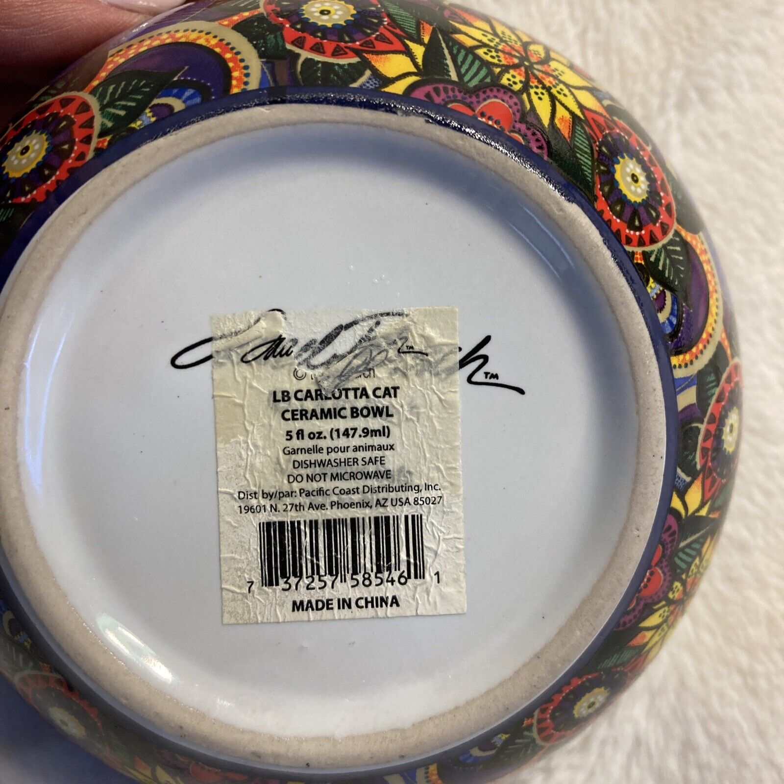 Laurel Burch Carlotta Cat Bowl Trinket Dish Floral Ceramic New (B2) Без бренда - фотография #5