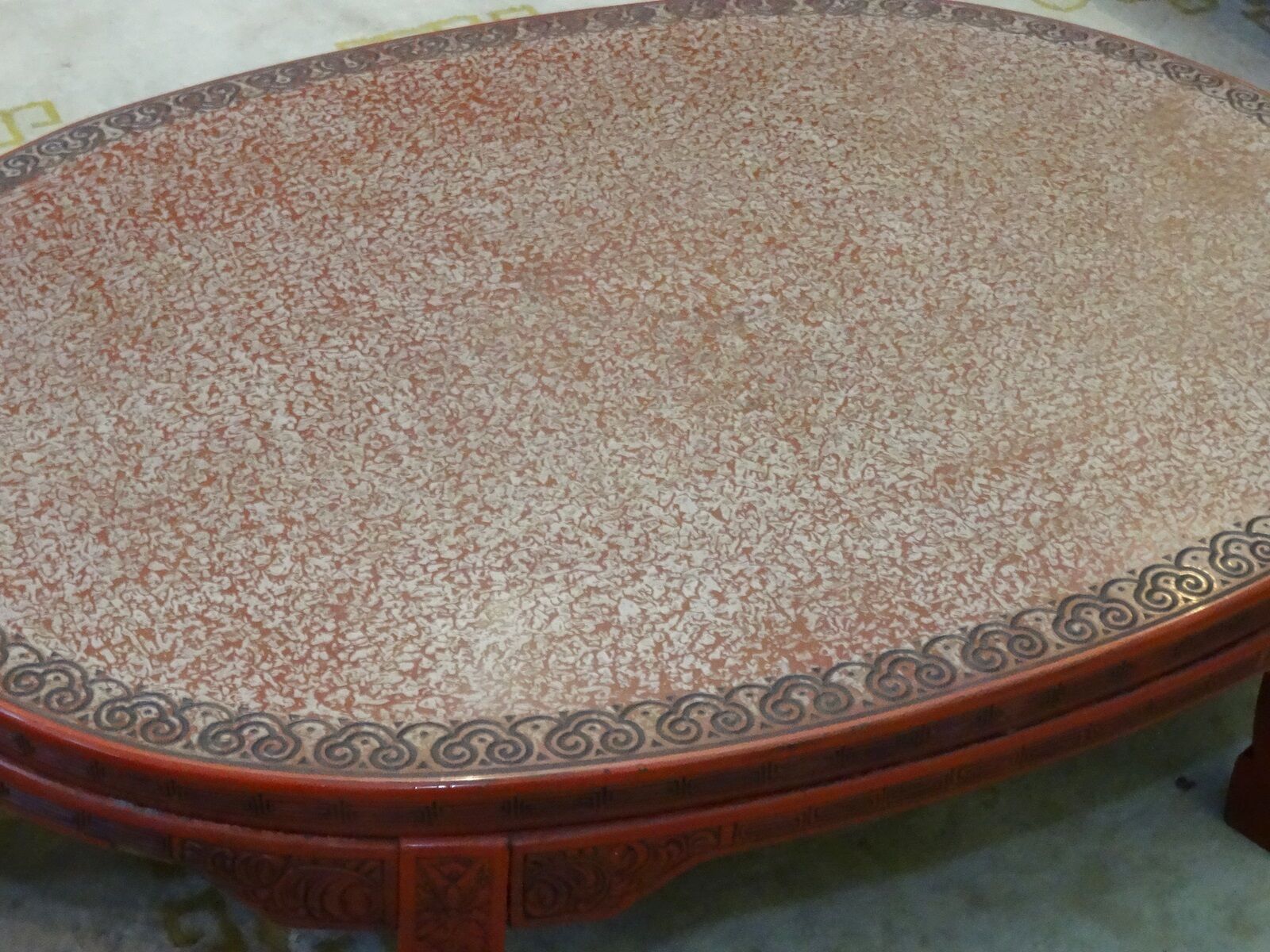 ANTIQUE LATE 19 c. CHINESE LACQUER INTRICATE CARVED CINNABAR COFFEE TABLE Без бренда - фотография #4