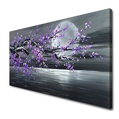 Purple Flower Painting on Canvas Black and White Seascape Wall Art 48"W x 24"H Does not apply Does Not Apply - фотография #2