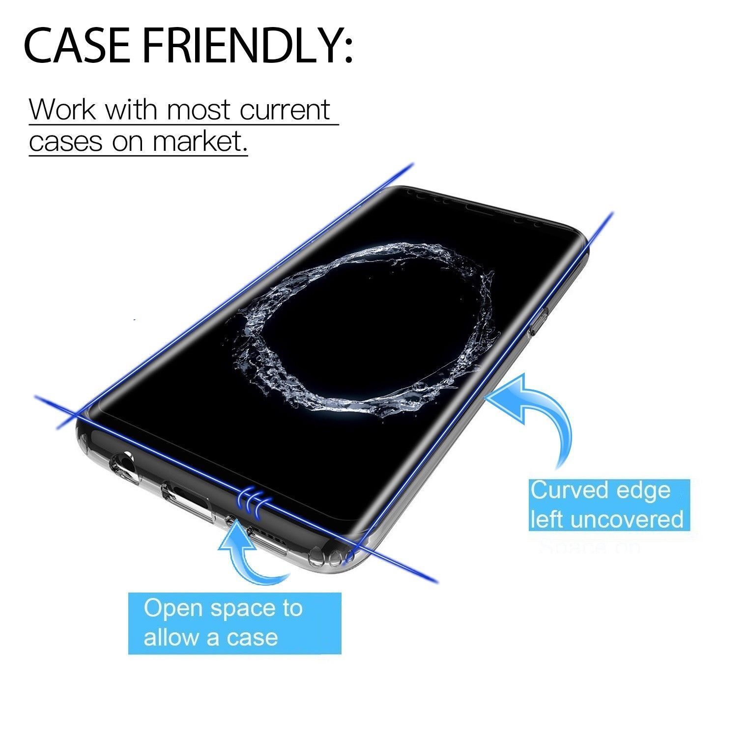 Case Friendly Tempered Glass Screen Protector Samsung Galaxy Note 9 S9 / S8 Plus Samsung Does not apply - фотография #8