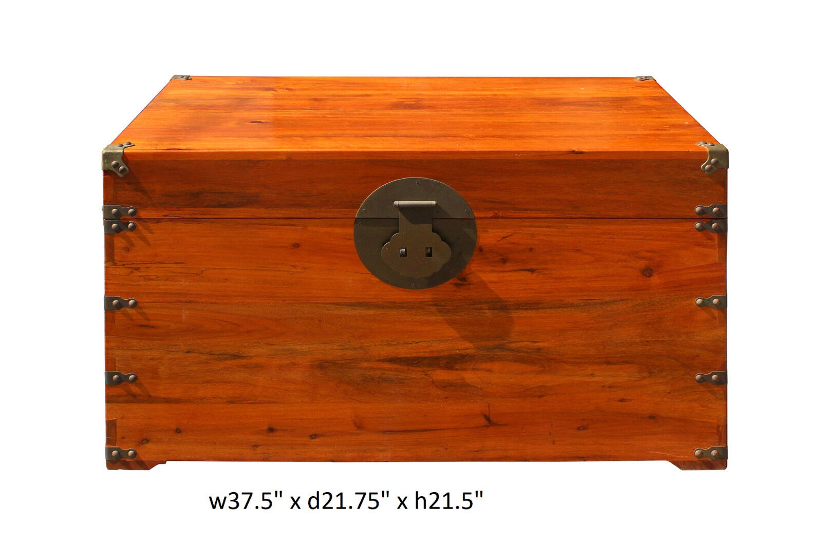Oriental Chinese Brown Wood Moon Face Hardware Trunk Table cs3160 Handmade Does Not Apply - фотография #7