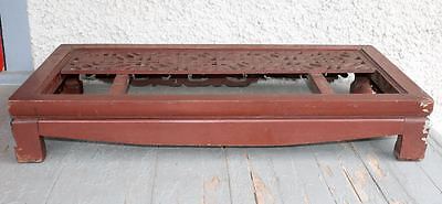 Large Antique Chinese Hand Carved Dragon Wood Table. Lattice Panel Pedestal RARE Без бренда - фотография #7