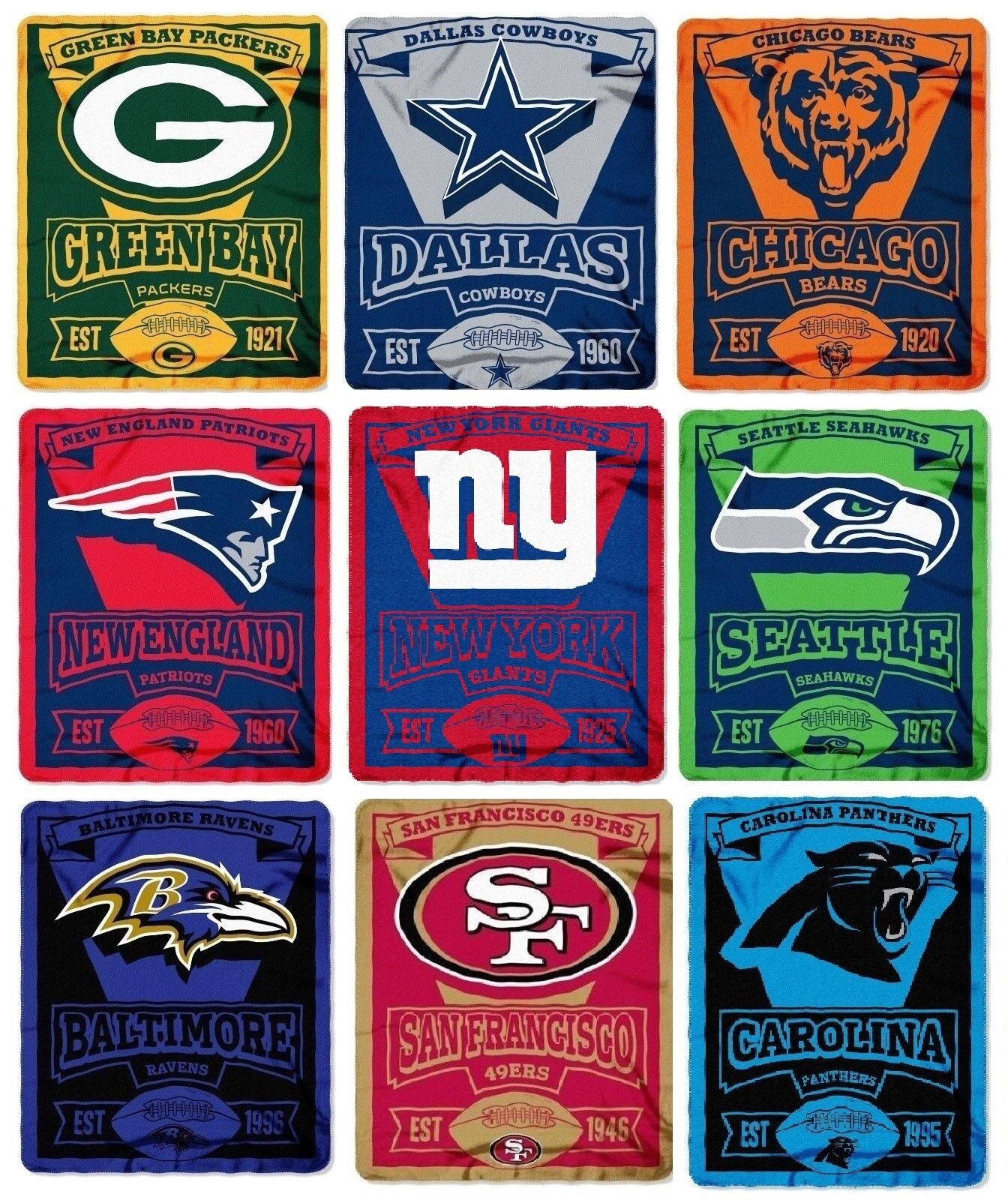 Brand New NFL Teams New Logo Large Soft Fleece Throw Blanket 50" X 60" Marque Northwest