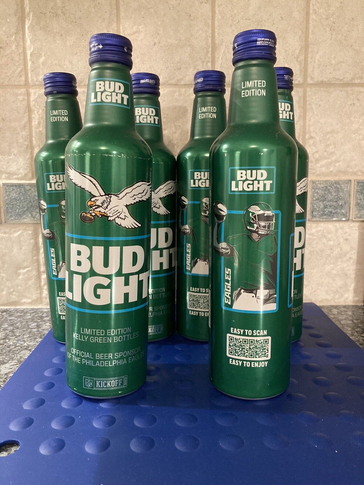 Lot Of 6 EMPTY Bud Light 2023/2024 Philadelphia Eagles Commemorative Bottles Без бренда - фотография #2