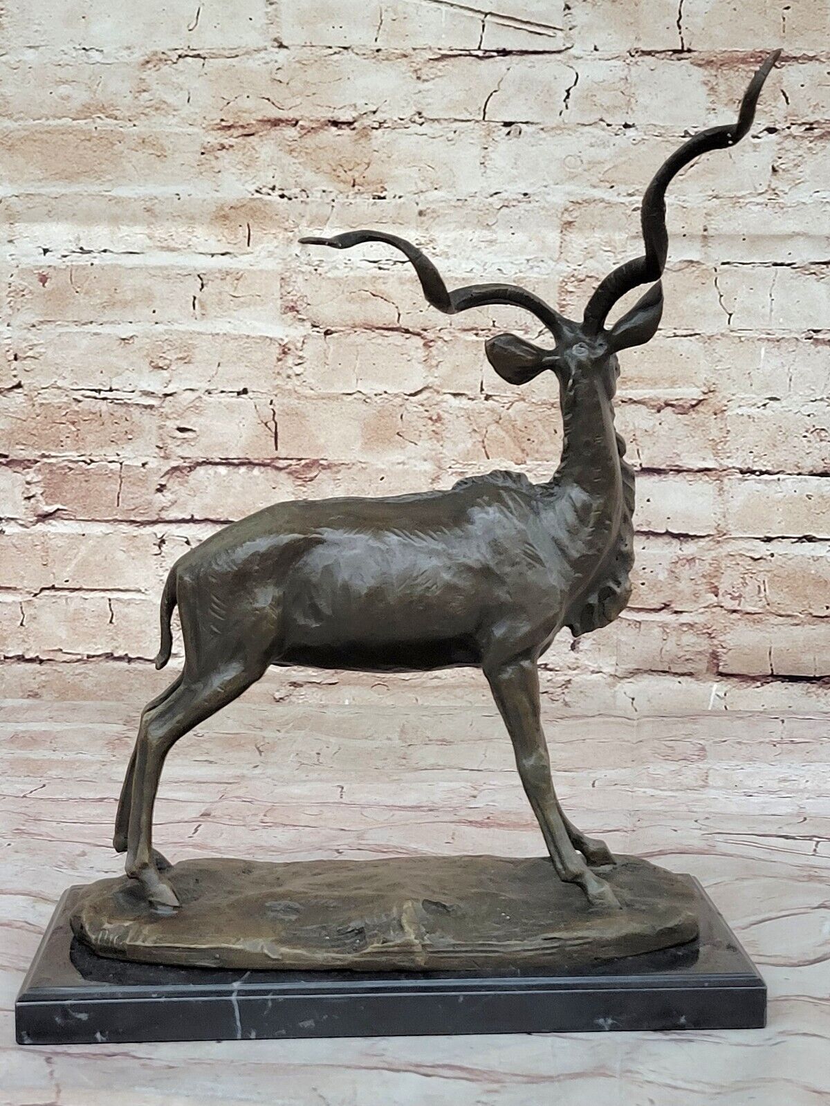 Bronze Sculpture Gazelle Hand Made Masterpiece Detailed Marble Base Figure Sale Без бренда - фотография #5
