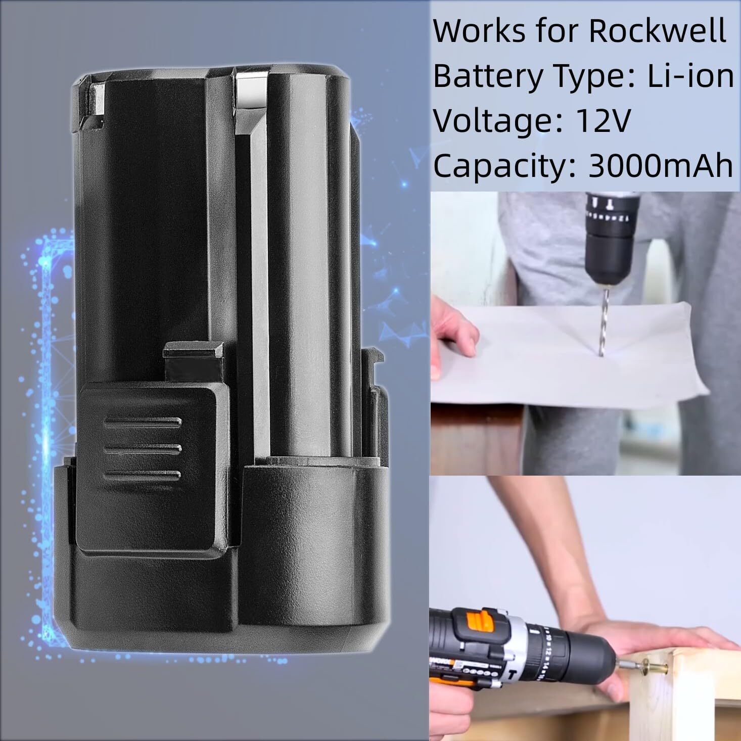ARyee 12V 3000mAh Replacement Battery for Rockwell RW9300 WA3503 WA3504 Black  ARyee DONGGUAN TENWAY POWER CO. LTD - фотография #2