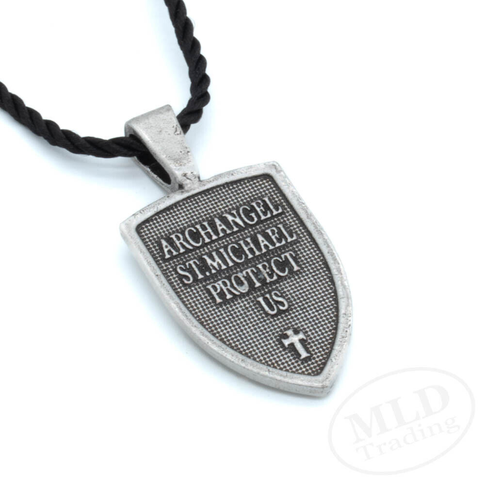 Patron Saint St Michael The Archangel Protect Us Medal Shield Pendant Necklace Без бренда - фотография #6