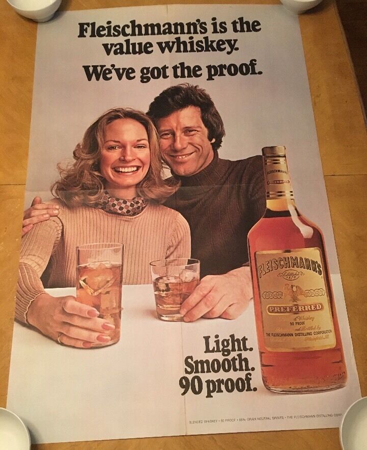 Fleischmann's Vintage Poster Advertisement Whiskey Liquor Pin-up 1975 Original Без бренда