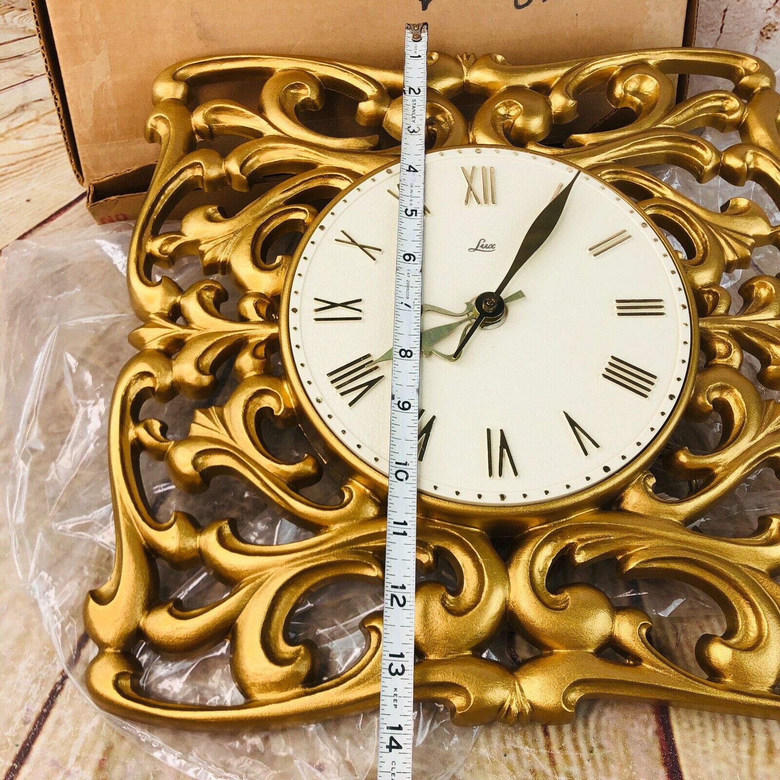 vtg robershaw lux clock gold filigree hollywood regency wall clock new old stock Без бренда - фотография #9