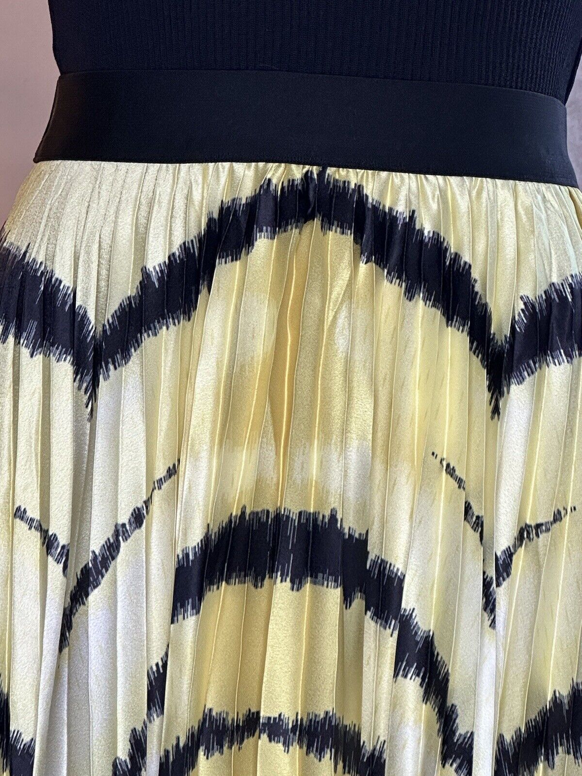 Pleated satin skirt for Women Animal print zebra yellow skirt - Brand new Unbranded - фотография #7