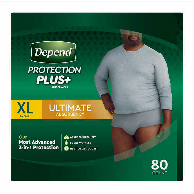 Depend FIT-FLEX Underwear for Men Size: XLarge - 80Ct - Free Shipping! Depend NA