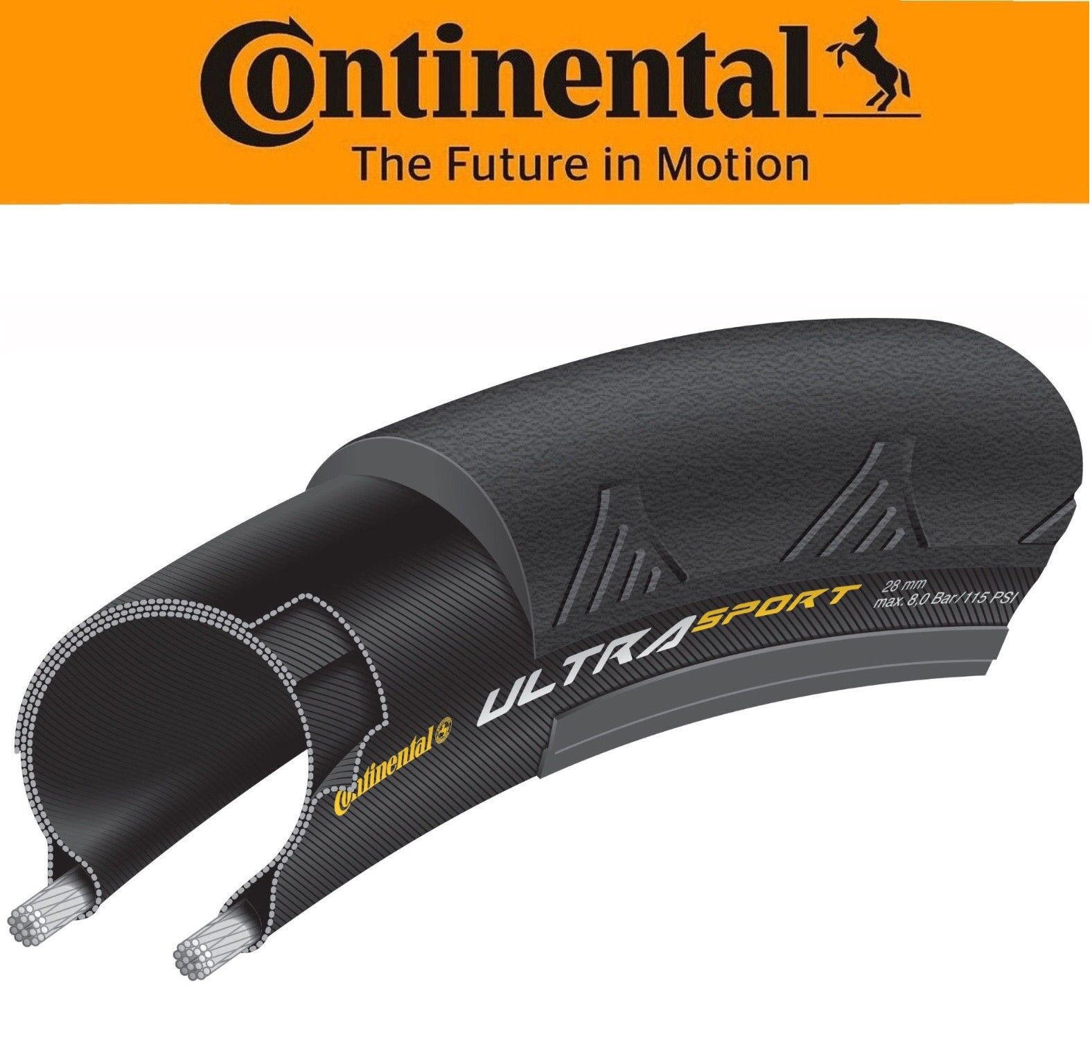Continental Ultra Sport II 700 x 23 /25 / 28 or 32 mm Road Tour Bike Tire  Continental Does Not Apply