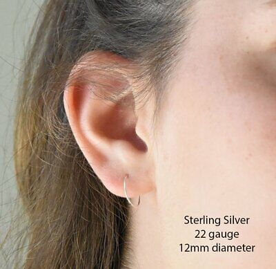 Solid 925 Sterling Silver Hoop Earrings. Handcrafted Handmade Sleeper Huggies Handmade - фотография #8