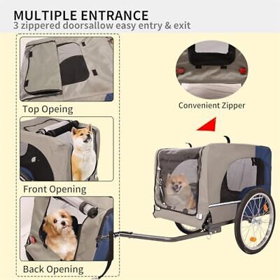 Pet Dog Bike Trailer, 2 Seat Kids Bike Trailer & Stroller, 2-in-1 Blue + Gray Does not apply Does Not Apply - фотография #4