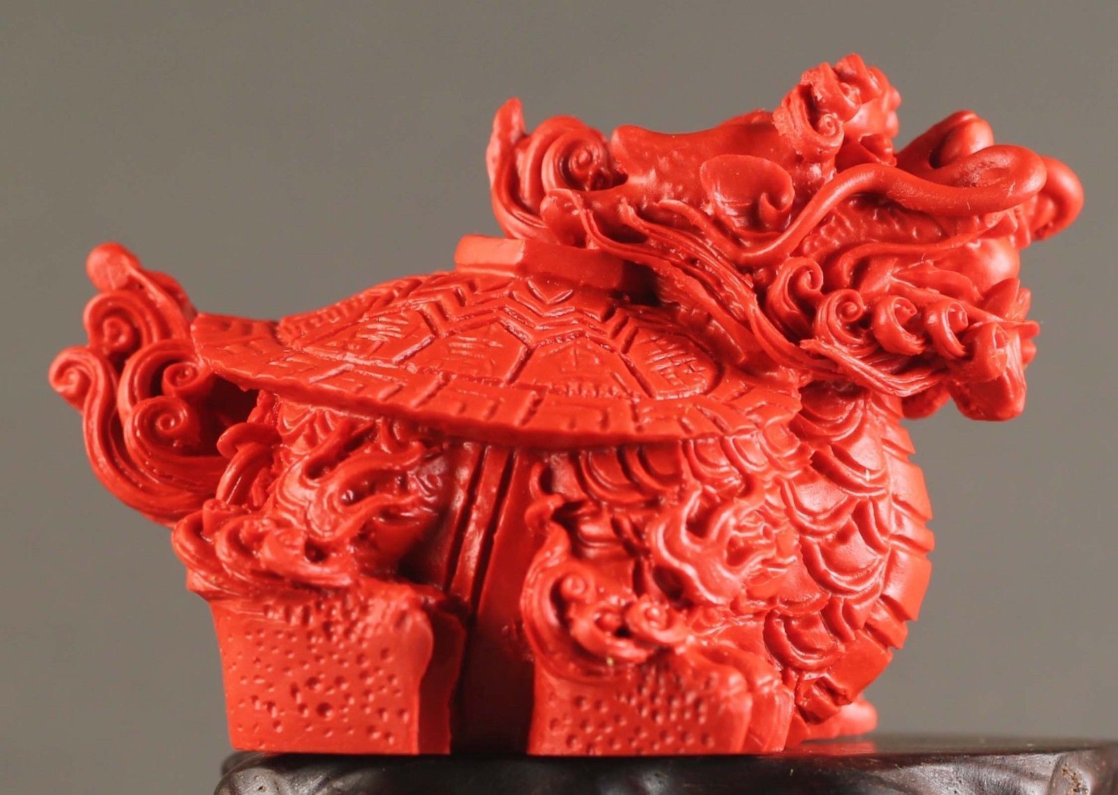 Chinese natural cinnabar red jade hand-carved dragon tortise pendant 2.2 inch Без бренда - фотография #4