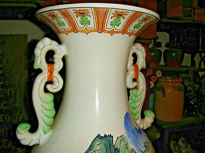 Chinese Japanese Very Large Floor Urn Vase Painted Scenes Two Handles Без бренда - фотография #6