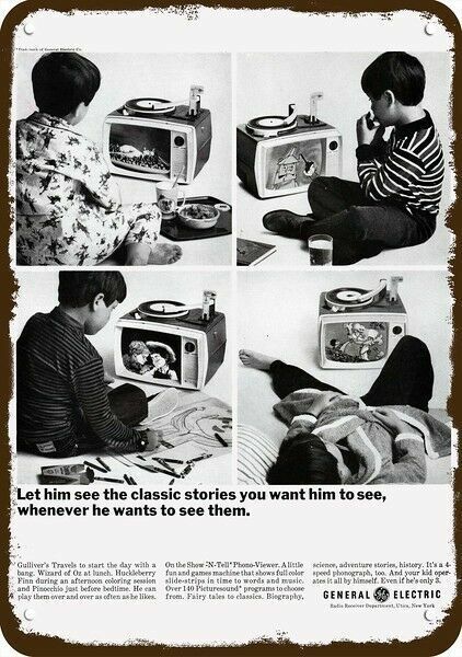 1966 GE SHOW-'N-TELL PHONO-VIEWER Vintage-Look **DECORATIVE REPLICA METAL SIGN** Без бренда