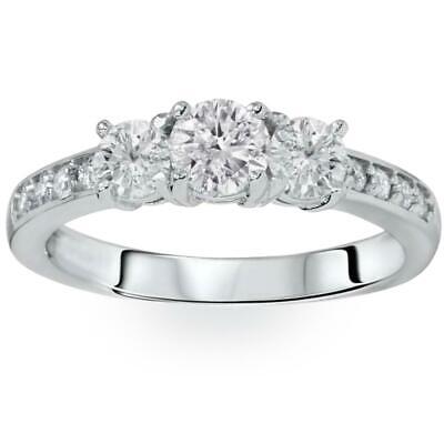 1ct Diamond 3 Three Stone Engagement Ring 10K White Gold Pompeii3