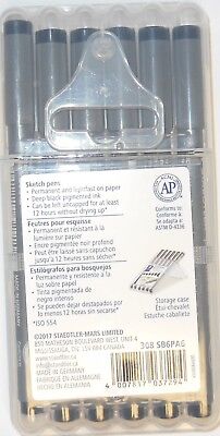 6 Piece - STAEDTLER Pigment Liner Sketch Pens - Assorted Tip Sizes - Acid Free Staedtler 308 BK6 - фотография #2