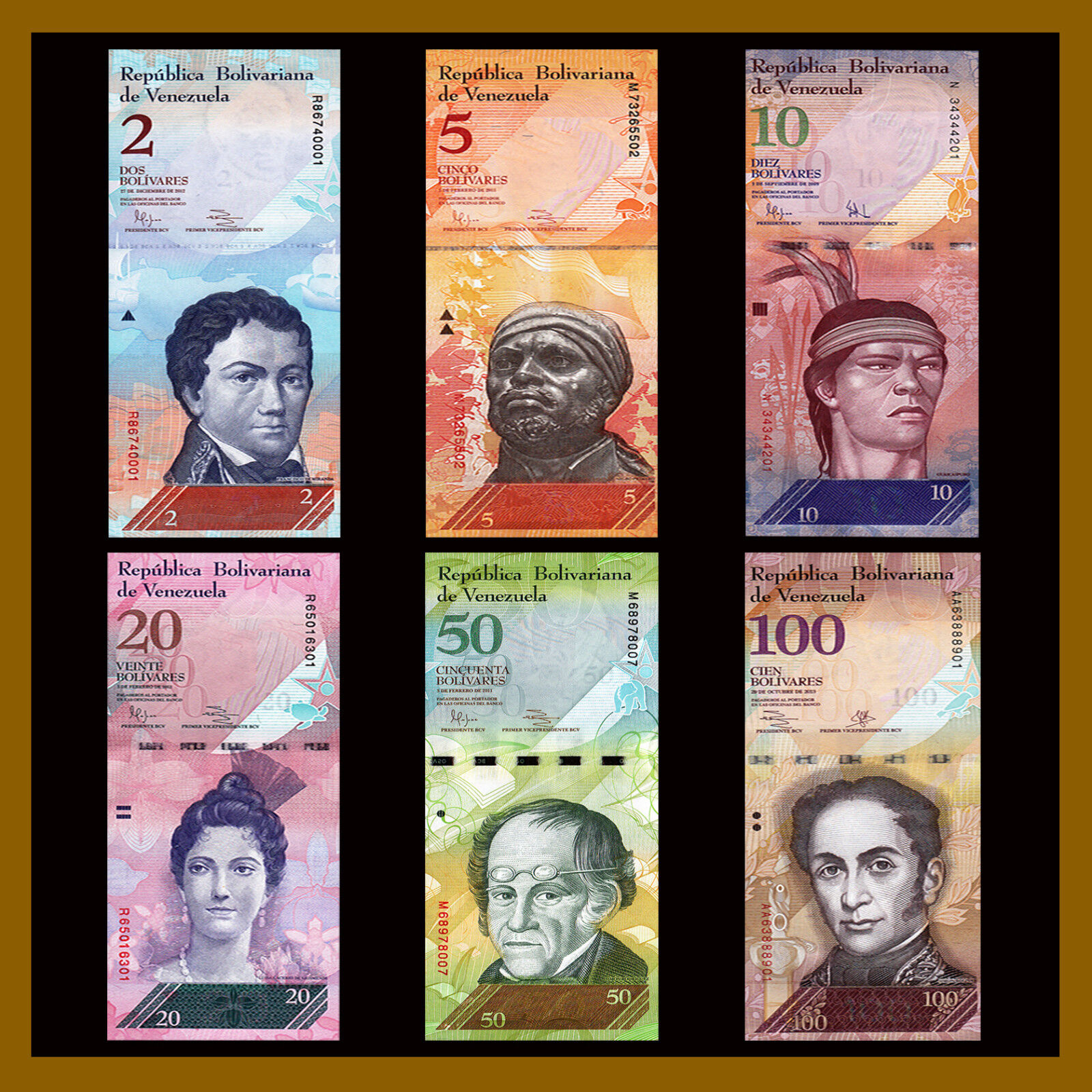 Venezuela 2 -100,000 Bolivares & 2-500 Soberano (21 Pcs Full Set) 2007-2018 Unc Без бренда - фотография #2