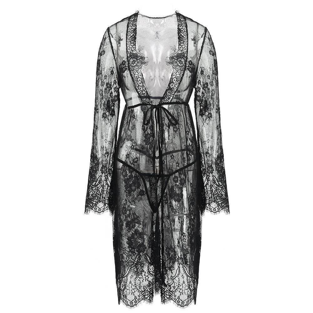 Womens Sexy Lace Dressing Up Gown Bathrobe Linerie See-Through Robe Nightwear US Unbranded Does Not Apply - фотография #8