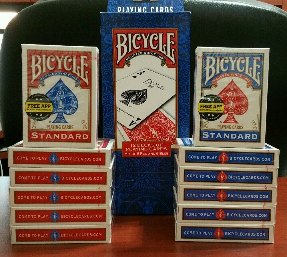 BICYCLE PLAYING CARDS 12 Decks * Standard Face * Red & Blue * New & Sealed Bicycle - фотография #5