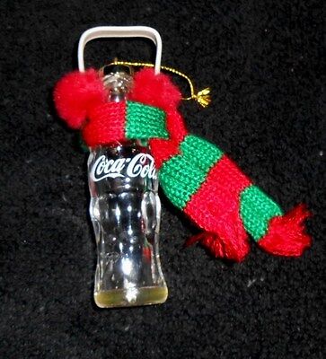 Coca-Cola Contour Bottle Ornament - replica 6.5oz bottle w/ear muffs scarf - New Coca-Cola