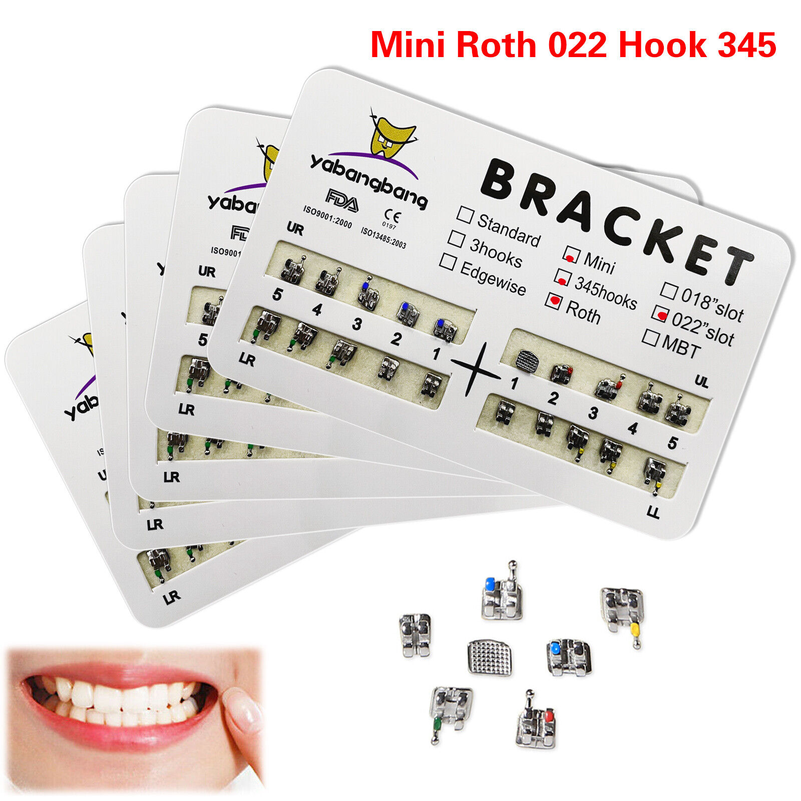 10 packs Dental Orthodontic Brackets Braces Mini Roth Slot 022 345 Hook #2 200PC Yabangbang Does Not Apply - фотография #15