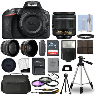 Nikon D5600 Digital SLR Camera Black + 3 Lens: 18-55mm VR Lens + 32GB Bundle Nikon NKD5600185515PCK2