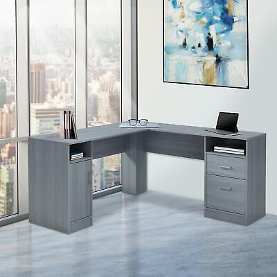 Techni Mobili Functional L-Shaped Desk with Storage, Grey Techni Mobili RTA-8412L-GRY - фотография #6