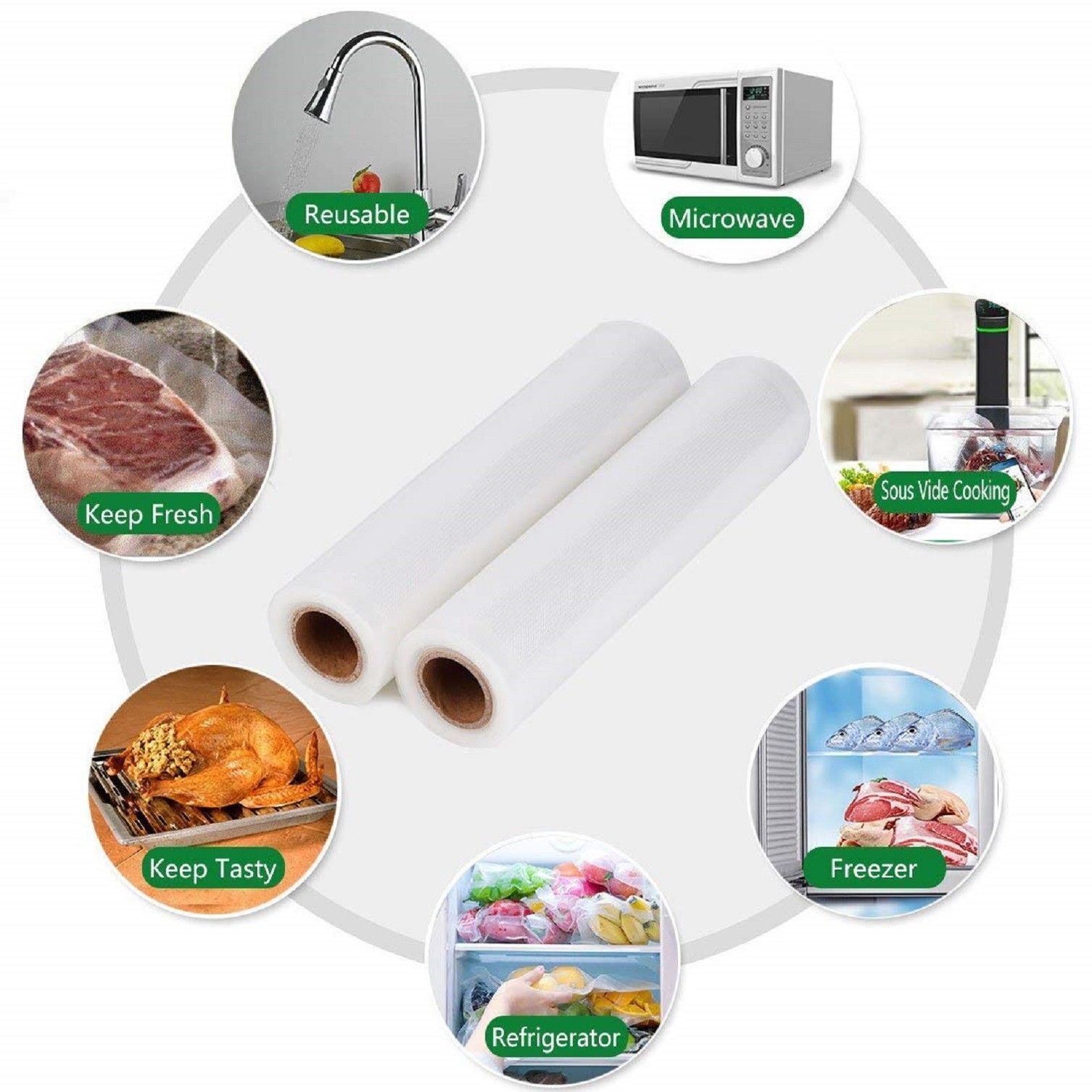 Sealer Bags 2-11"x50' Rolls Food Magic Seal for Vacuum Sealer Food Storage Bags  Food Magic Seal R1150 - фотография #4