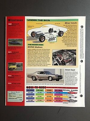 1973 Plymouth Road Runner IMP "Hot Cars" Spec Sheet Folder Brochure Awesome L@@K Без бренда Road Runner - фотография #3