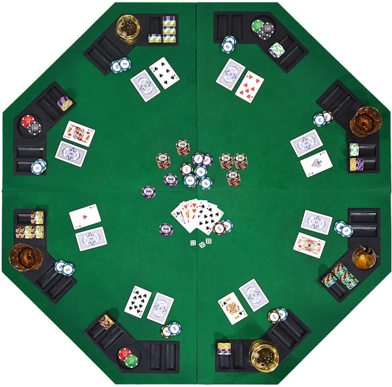 HOMCOM Deluxe Foldable Poker Card Game Tabletop with Carrying Bag EVIEUN