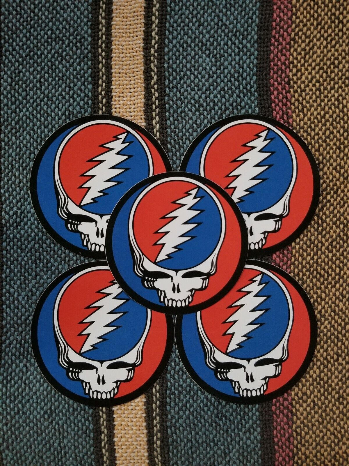 5 Grateful Dead Steal Your Face Stickers. 3 Inch.  Без бренда