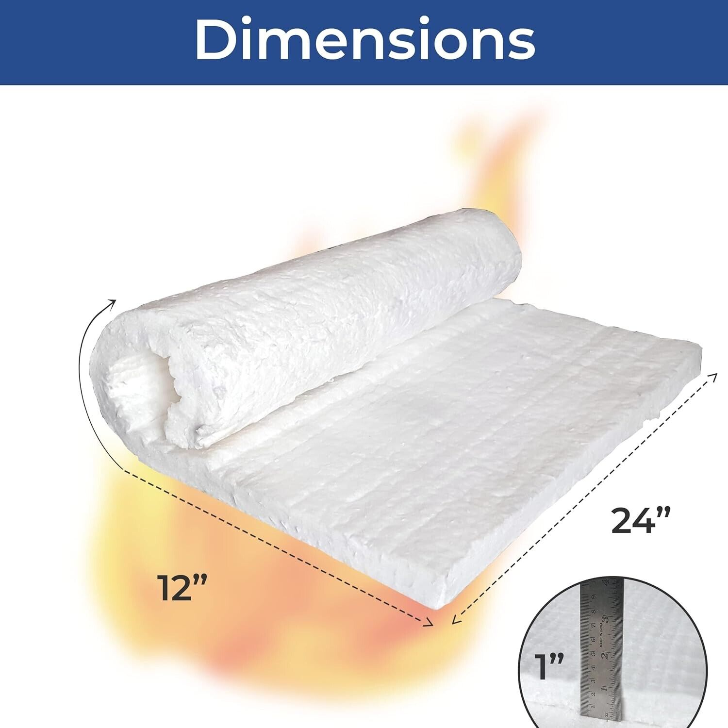 Ceramic Fiber Wool Thermal Insulation Blanket 1" x 12" x 24" -2600F, 8# (2 pcs) Unbranded Z4F2 - фотография #2