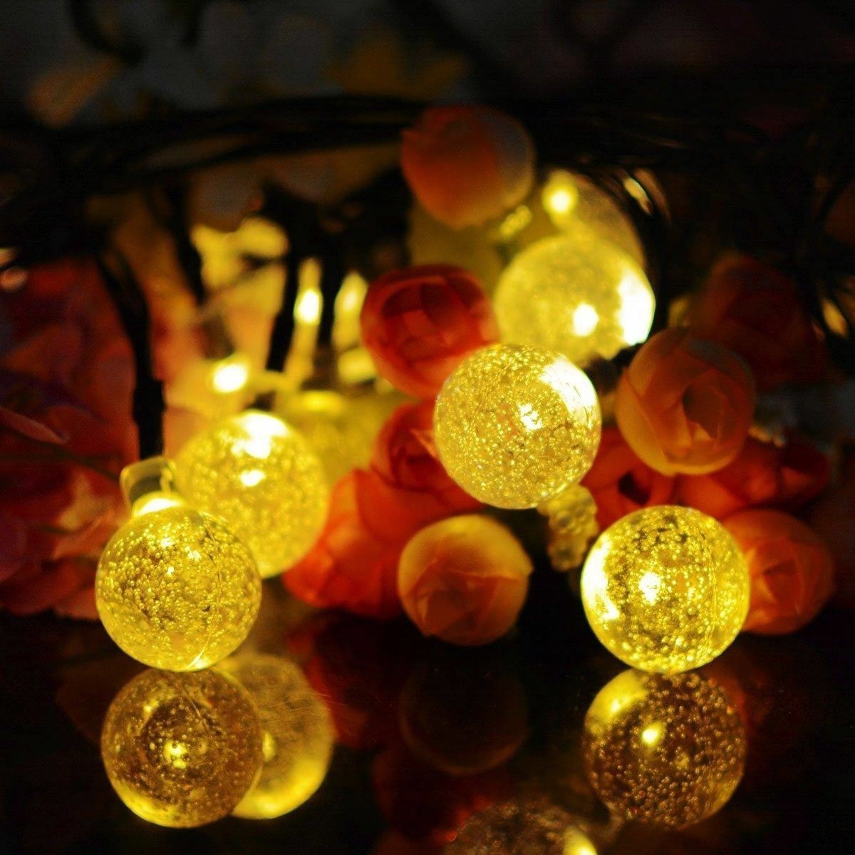 20ft 30 LED Solar String Ball Lights Outdoor Waterproof Warm White Garden Decor LINKPAL Does Not Apply - фотография #5
