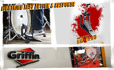 GRIFFIN Bass Drum Pedal - Single Kick Foot Percussion Hardware Double Chain Griffin Taye - фотография #6