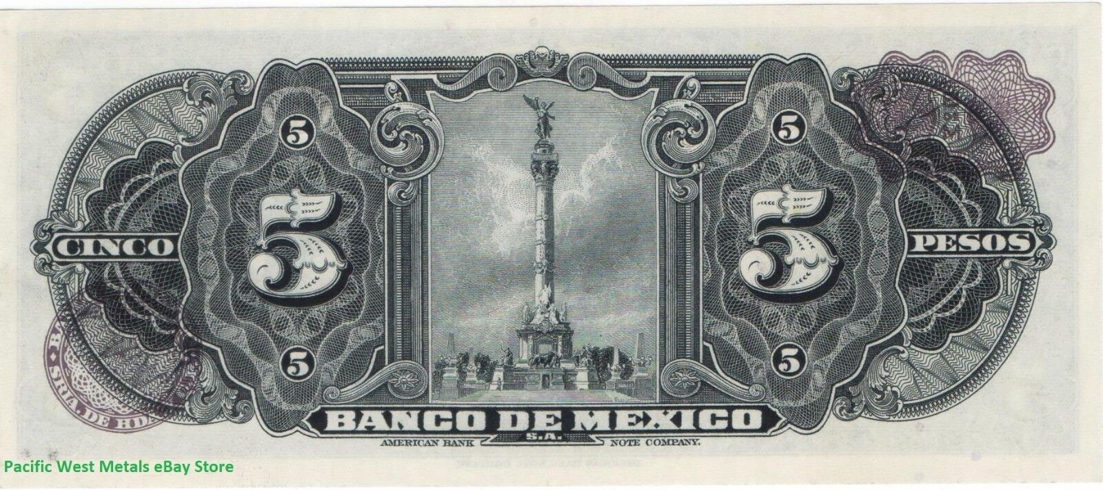 1969 Mexico 5 Pesos GYPSY UNC Mexican banknote Billete Cinco SERIE BGT PREFIX P Без бренда - фотография #4