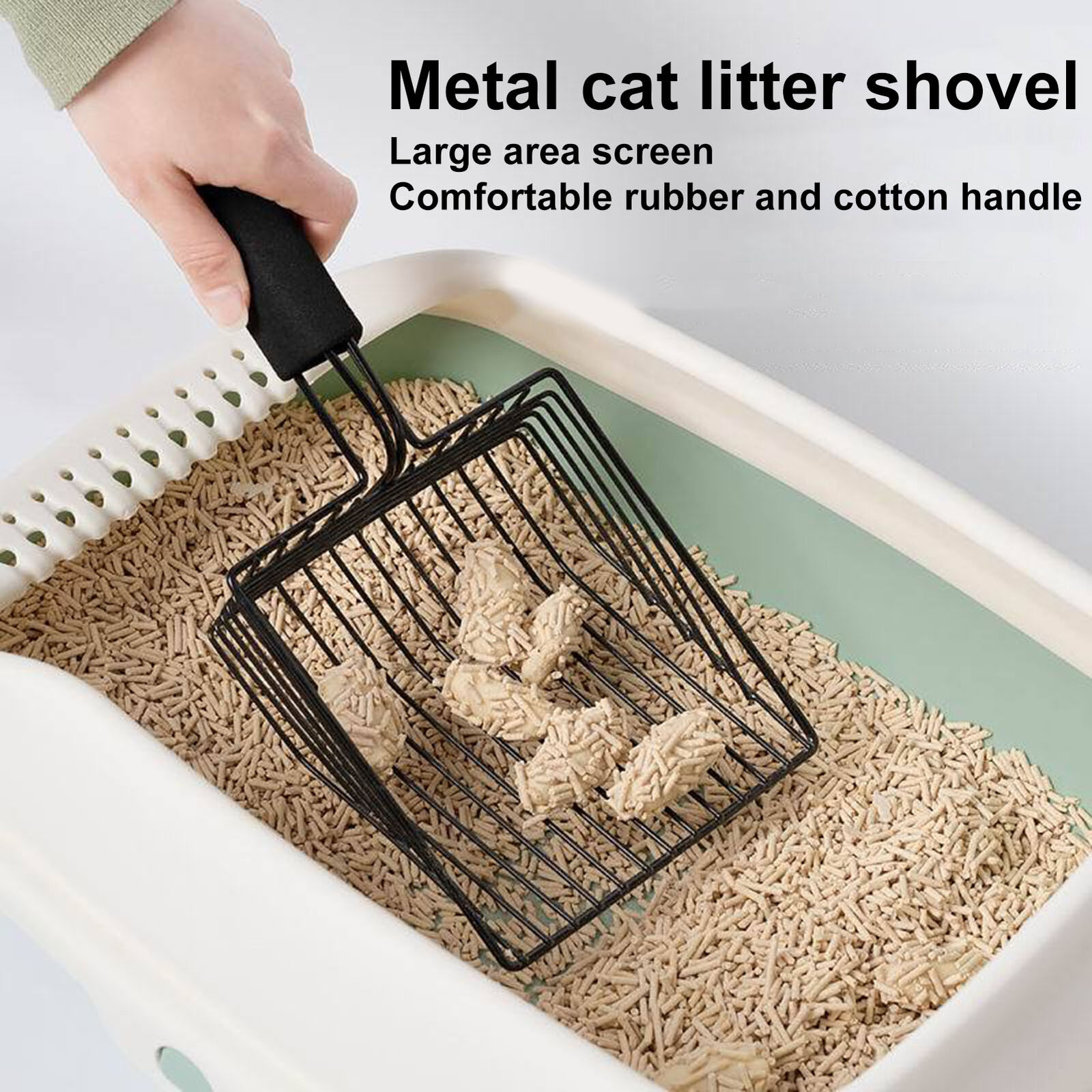 Cat Litter Shovel Reliable Tool Durable Non-stick Metal Scoop with Long Handle Unbranded