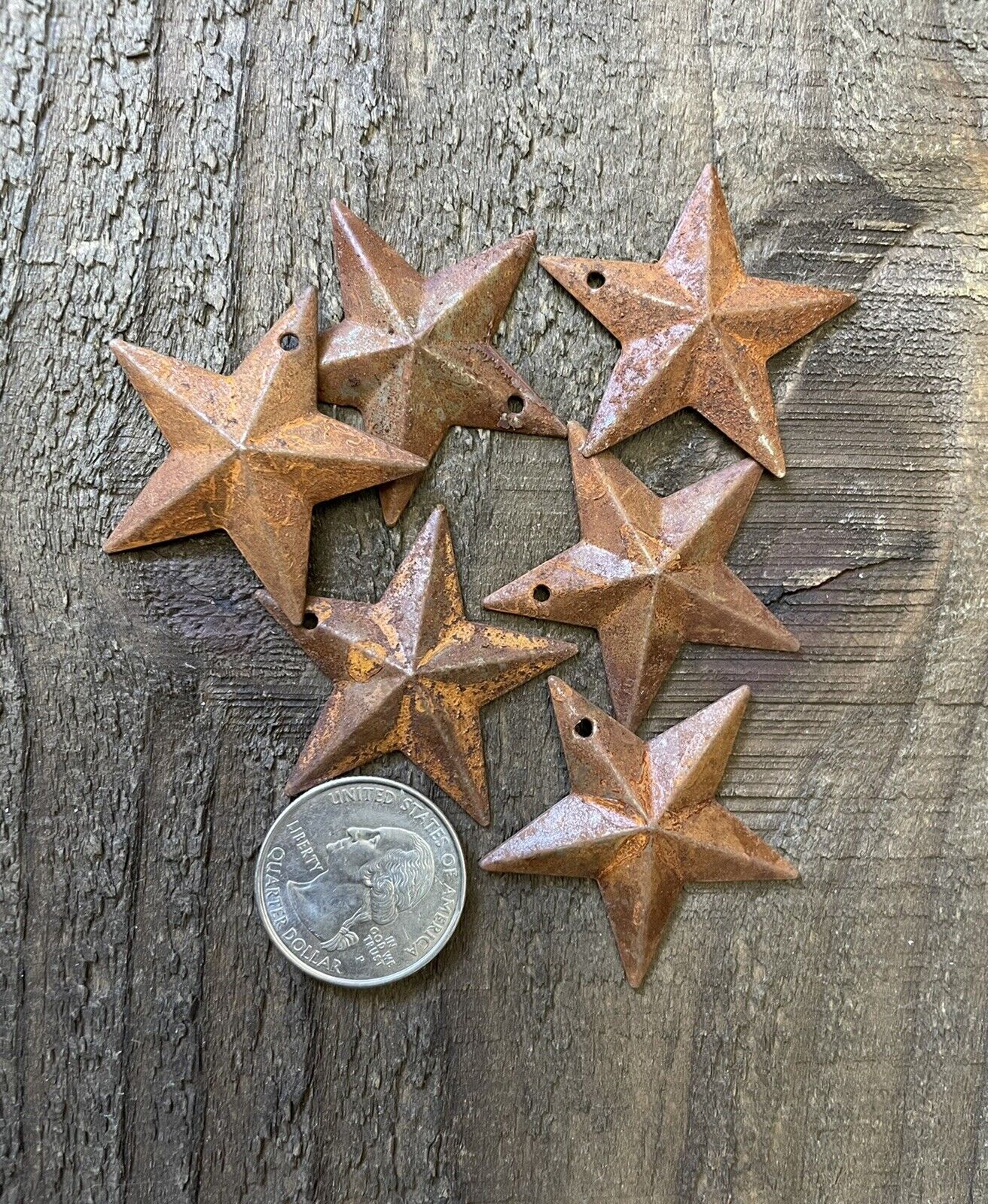 Lot of 100 Rusty Barn Stars 1.5 inch Rustic Primitive Country Rusted Dimensional Без бренда - фотография #7