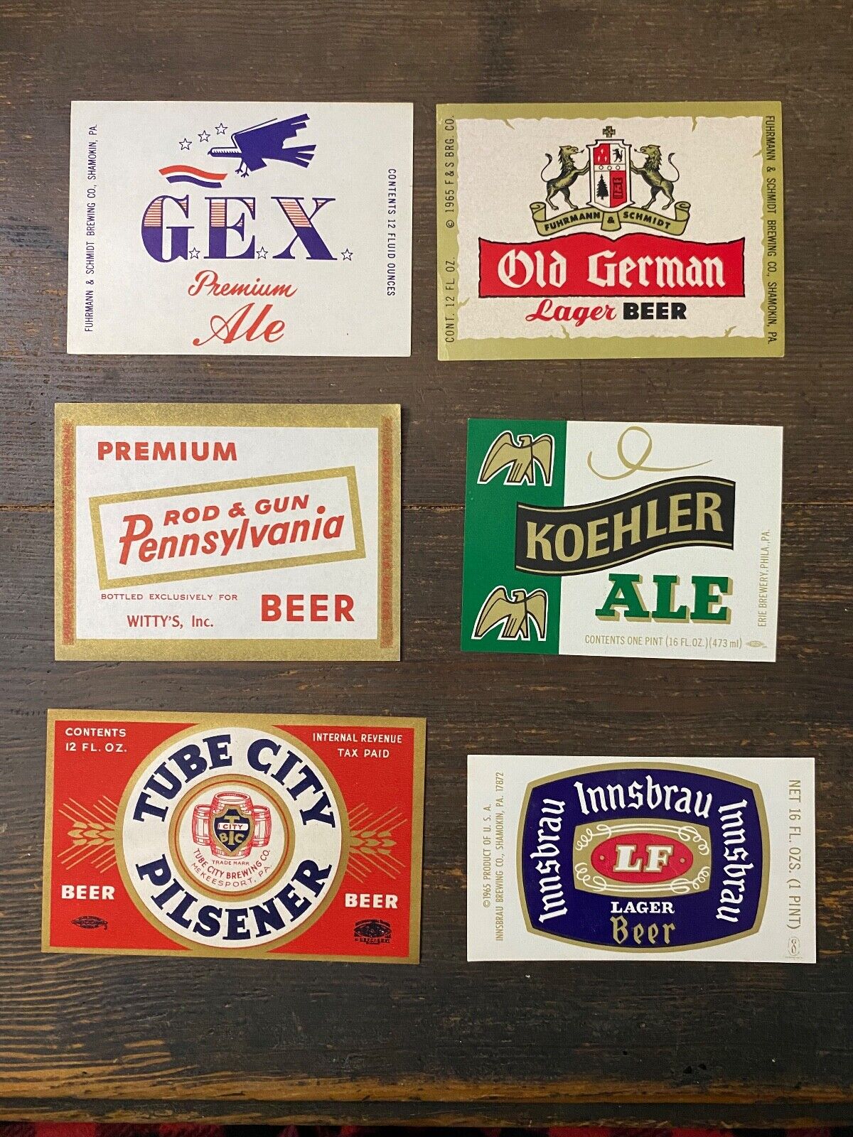 20  Vintage Beer Labels, 15 from Pennsylvania, 5 from elsewhere Pennsylvania Breweries