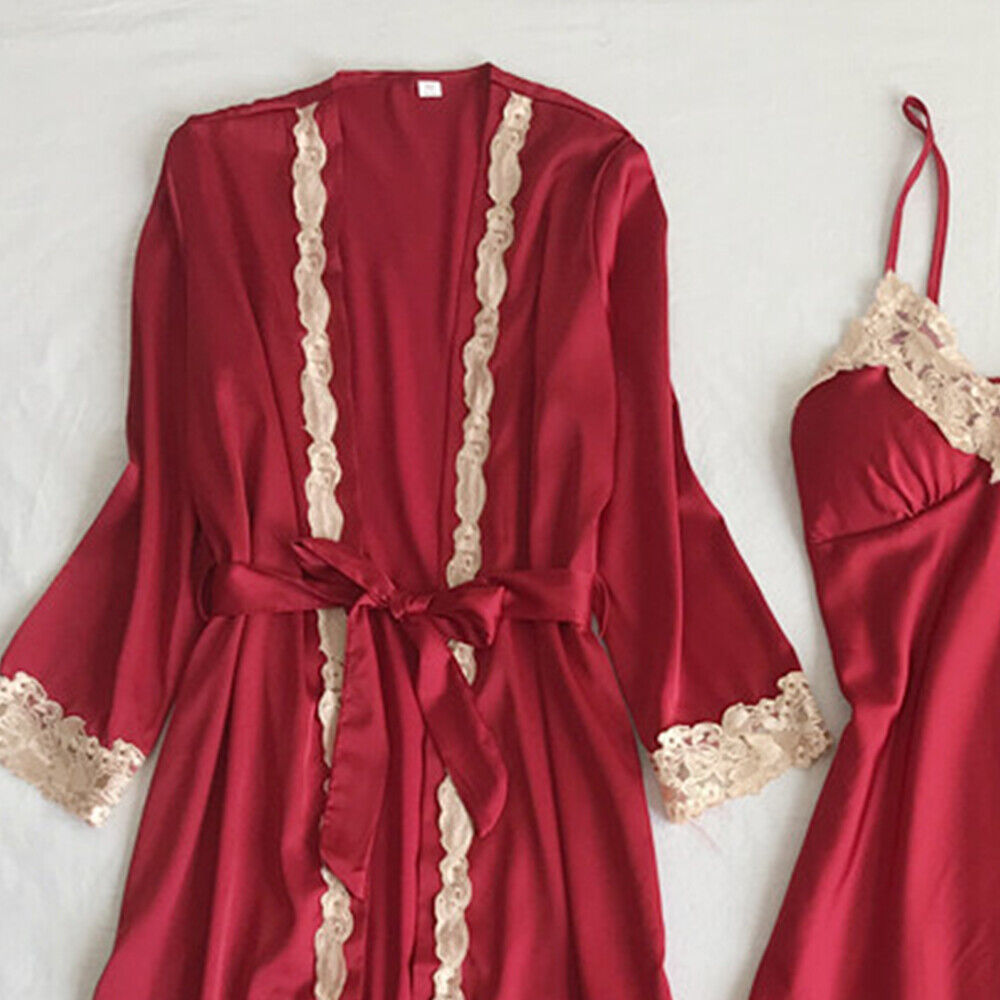 5pcs Women Satin Silk Bathrobe Nightdress Shorts Pajamas Sleepwear Lingeries Set Unbranded Does Not Apply - фотография #10