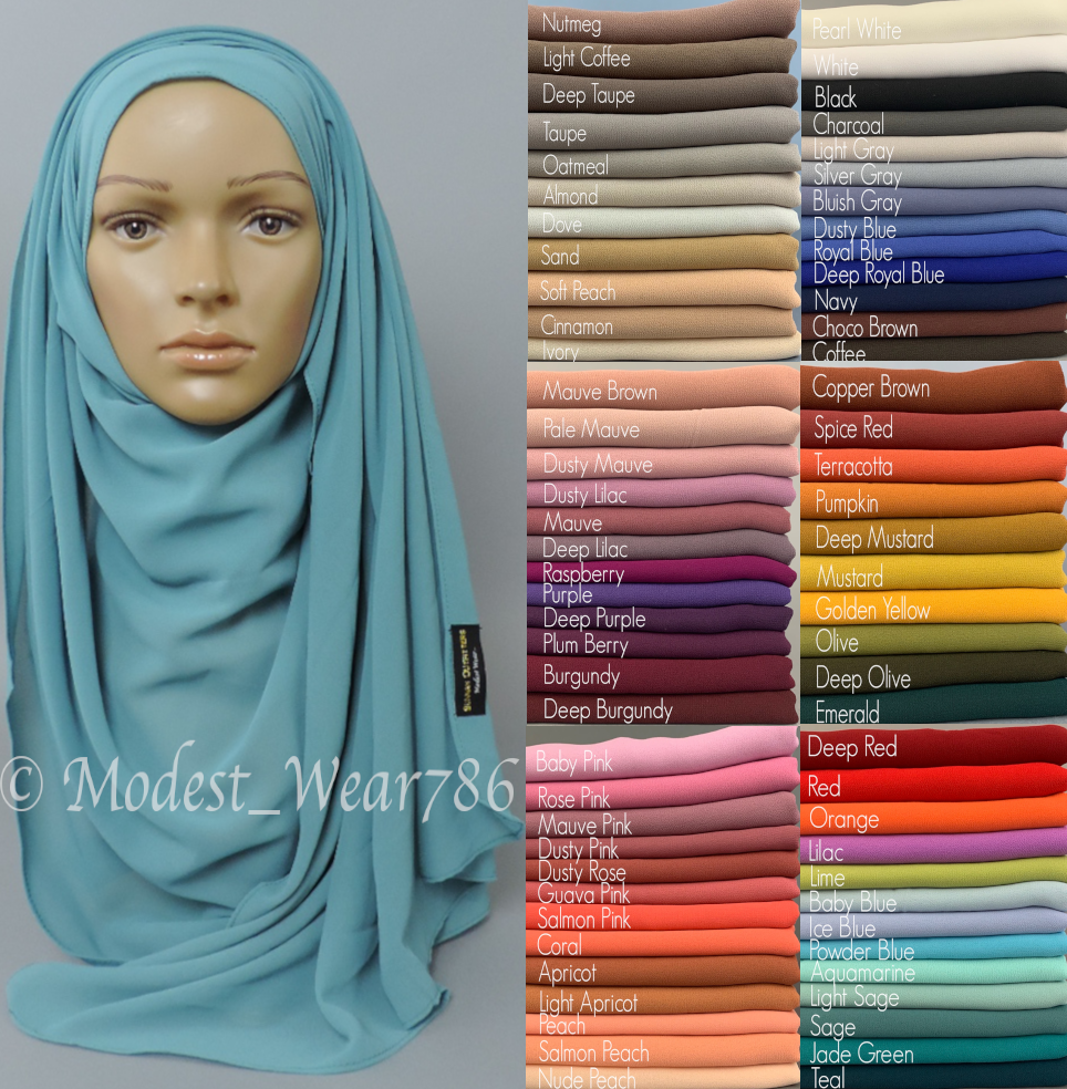 Premium Quality Chiffon Maxi Hijab Scarf Muslim Headcover 180x70 - 180x85 Cm Sunnah Outfitters