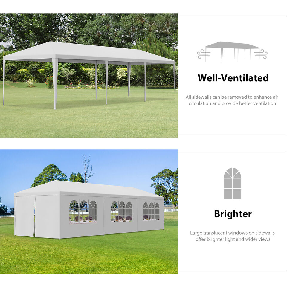 10'x30' White Outdoor Gazebo Canopy Wedding Party Tent 8 Removable Walls 8 Segawe GSDH021233 - фотография #6
