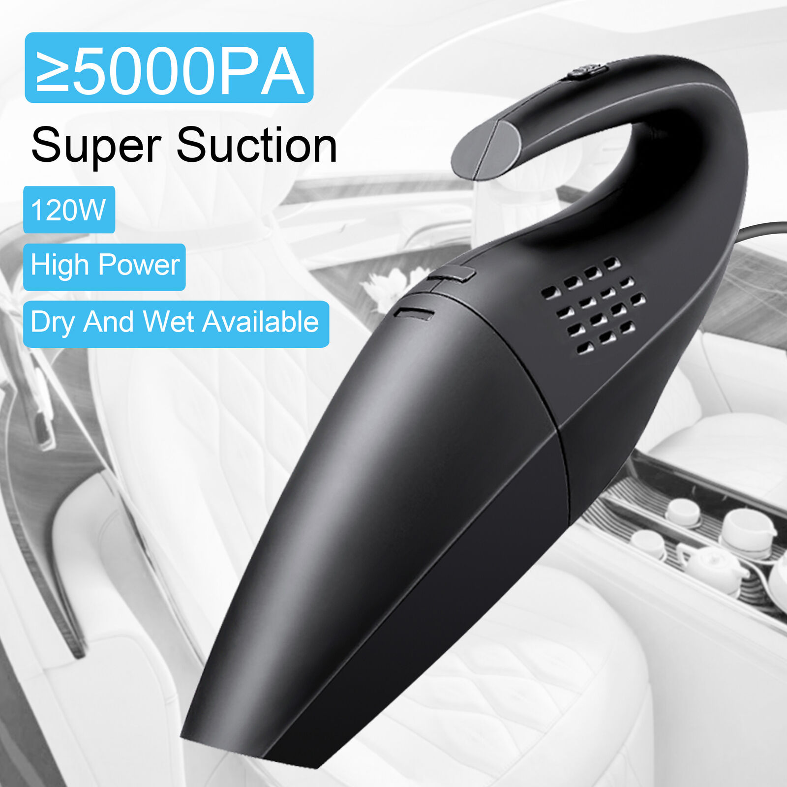 120W Portable Handheld Vacuum Cleaner Dry Wet Strong Suction For Car Home 5000Pa Agptek BCE0322
