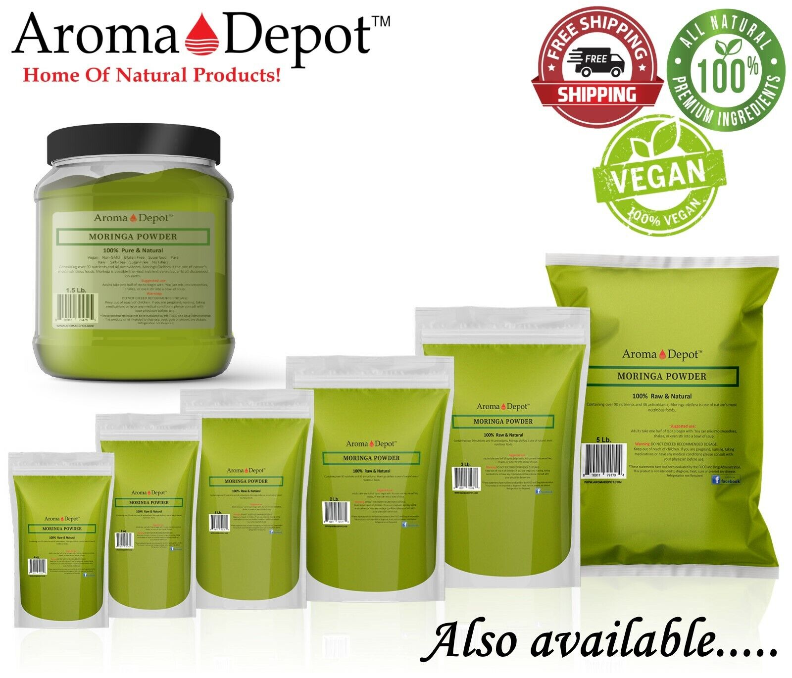 1lb Moringa oleifera Leaf Powder 100% Pure Natural  Superfood Gluten Free Aroma Depot - фотография #5