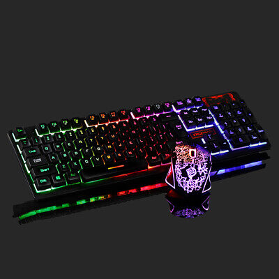 Rainbow LED Gaming Keyboard and Mouse Set Multi-Colored Backlight Mouse Unbranded - фотография #6