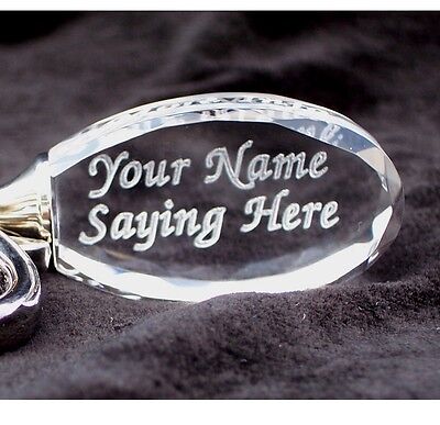PERSONALIZED Oval Crystal Key Chain and Ring 2 Lines - Custom Laser Engraved Без бренда