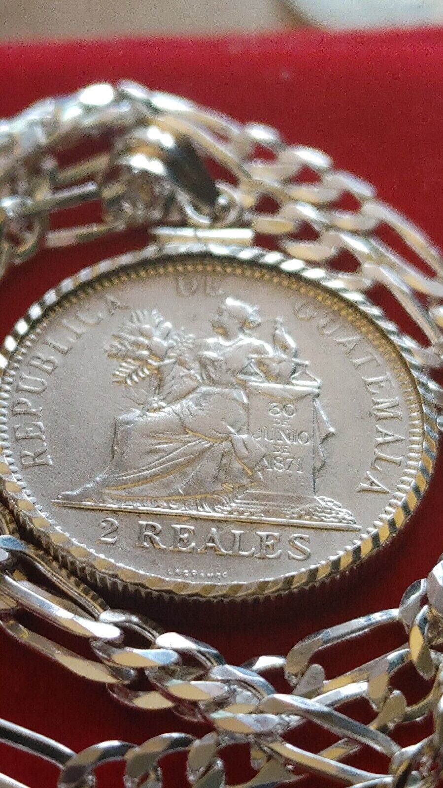 1894 Guatemala Muskets Scales of Justice 2 REALES Pendant  18" 925 SILVER CHAIN Everymagicalday - фотография #7