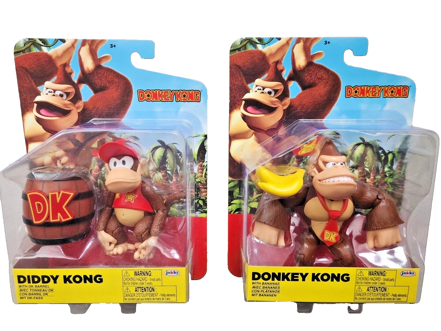 Donkey Kong with Bananas + Diddy Kong  with Barrel 4" Nintendo Jakks Pacific JAKKS Pacific JAKKS Pacific 4 Inch World Of Nintendo Donkey & Diddy Kong